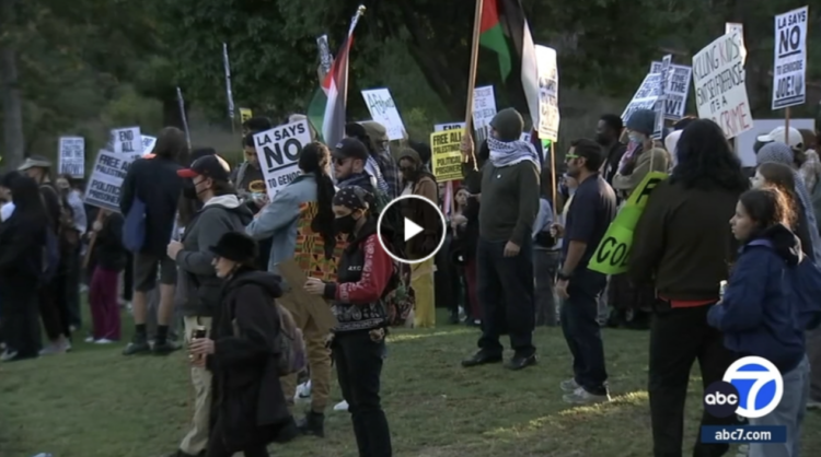 First night of Joe Biden’s visit to Los Angeles area sparks protests